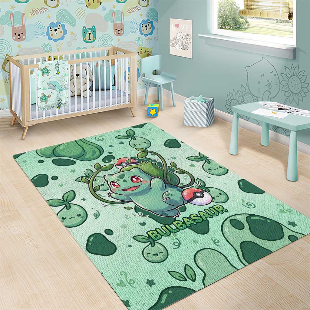 Bulbasaur Area Rug Playful Leafy Sprout Art
