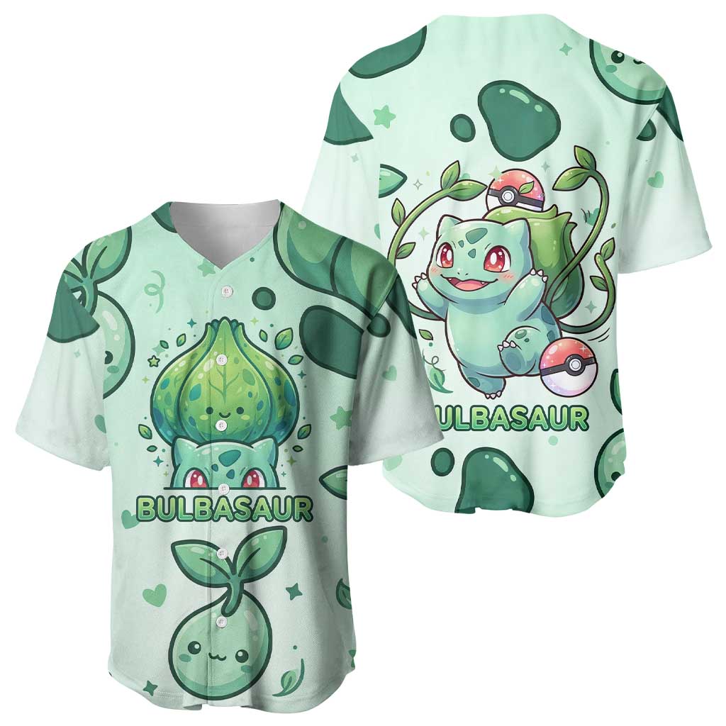 Bulbasaur Baseball Jersey Playful Leafy Sprout Art