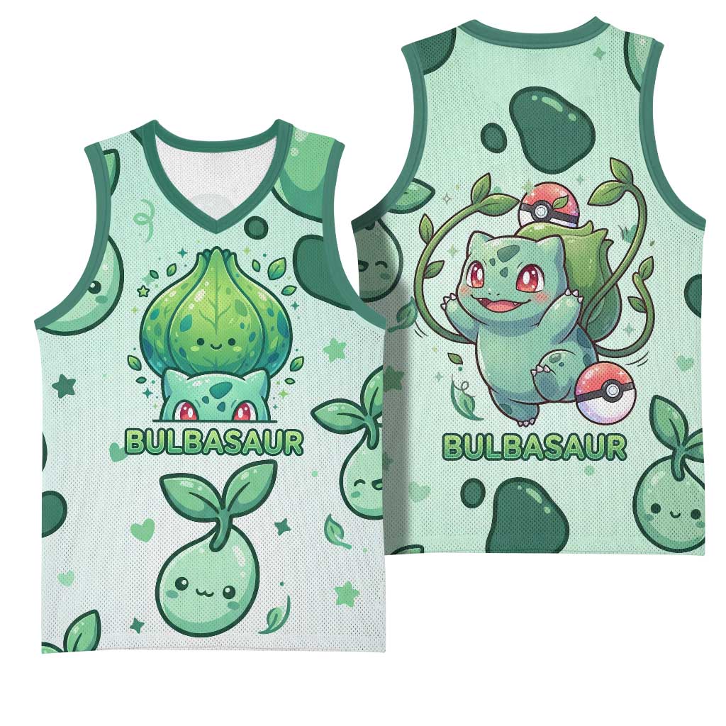 Bulbasaur Basketball Jersey Playful Leafy Sprout Art