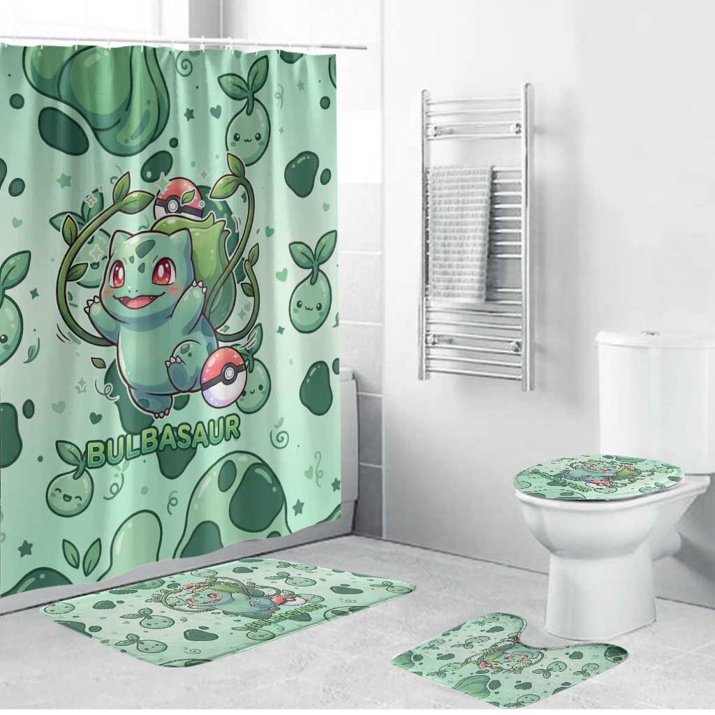 Bulbasaur Bathroom Set Playful Leafy Sprout Art