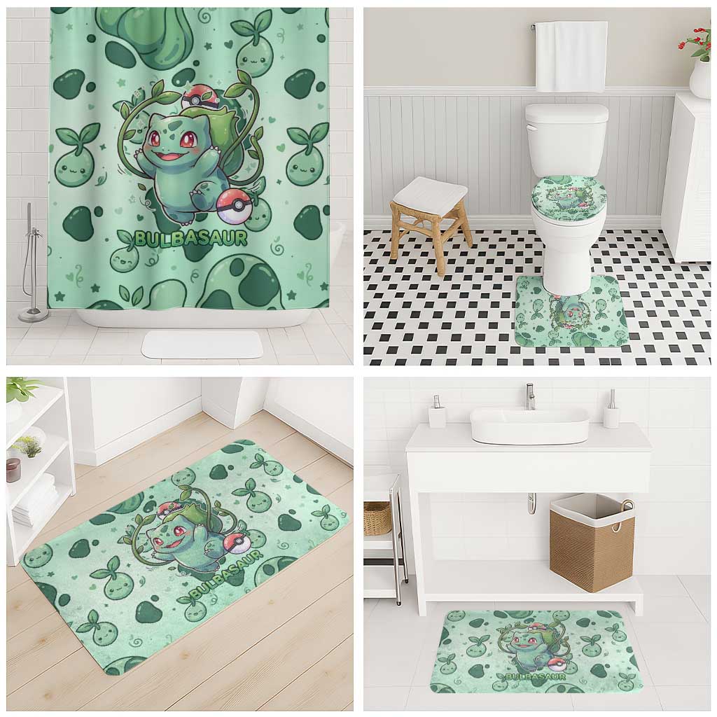 Bulbasaur Bathroom Set Playful Leafy Sprout Art