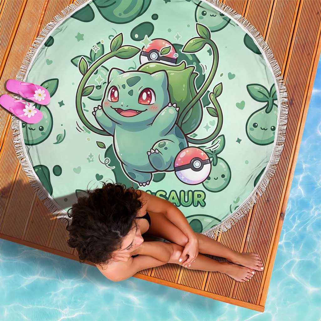 Bulbasaur Beach Blanket Playful Leafy Sprout Art