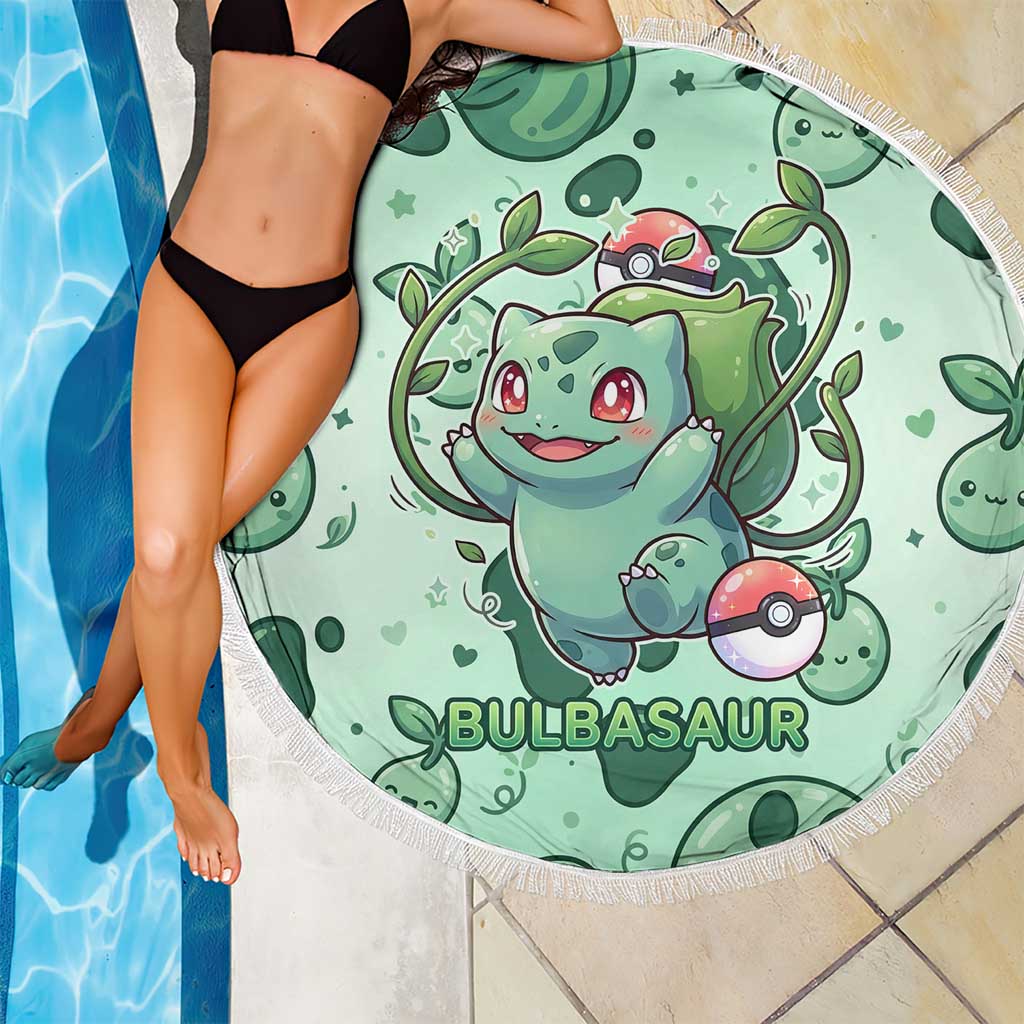 Bulbasaur Beach Blanket Playful Leafy Sprout Art