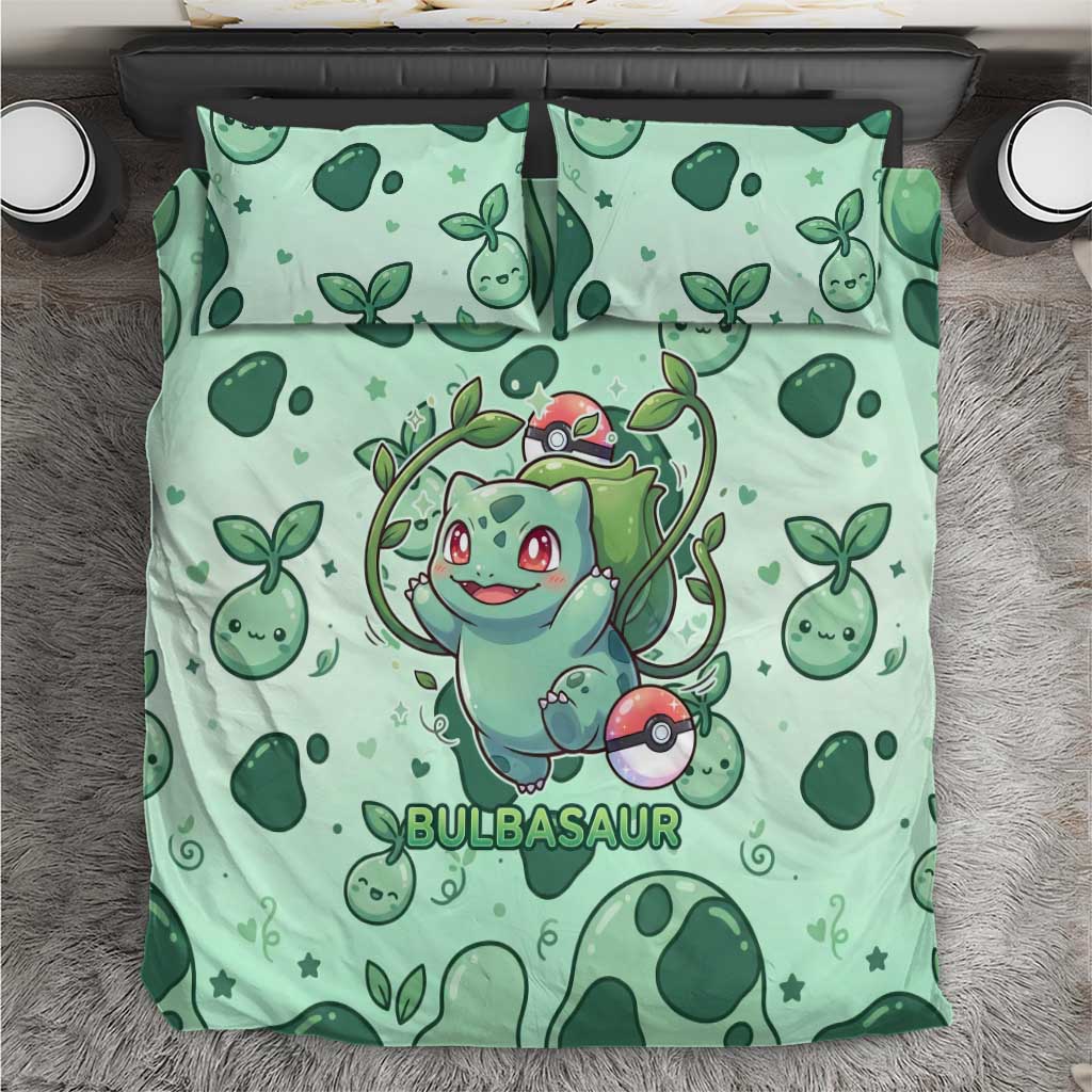 Bulbasaur Bedding Set Playful Leafy Sprout Art