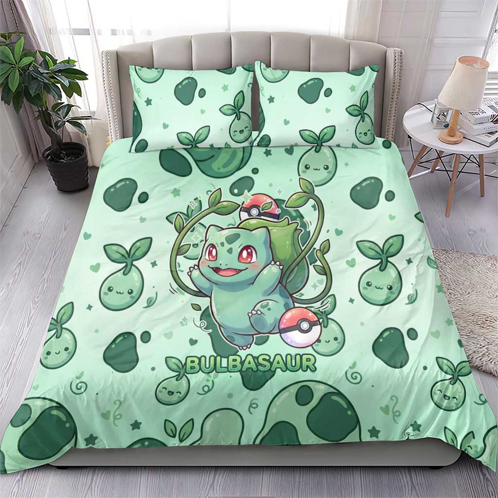 Bulbasaur Bedding Set Playful Leafy Sprout Art