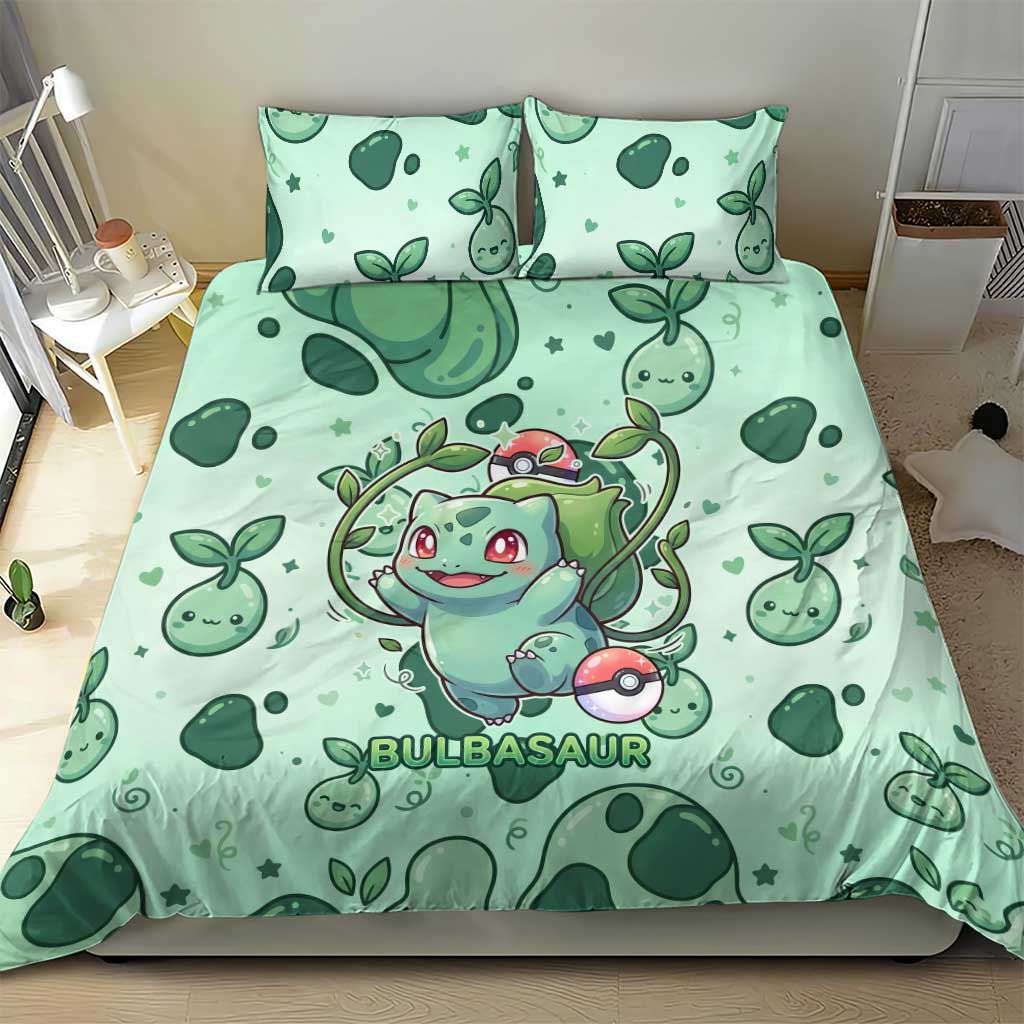Bulbasaur Bedding Set Playful Leafy Sprout Art