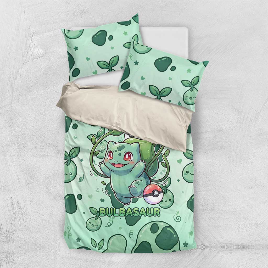 Bulbasaur Bedding Set Playful Leafy Sprout Art
