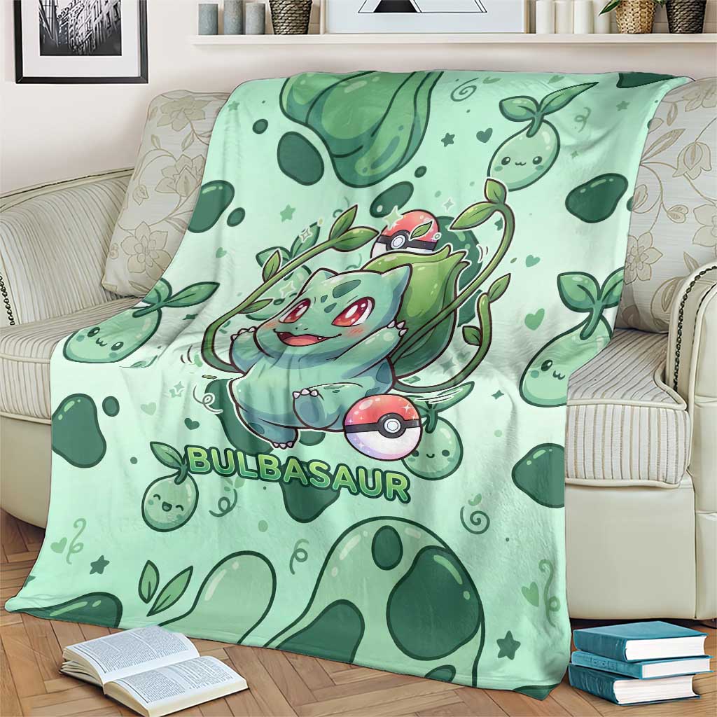 Bulbasaur Blanket Playful Leafy Sprout Art
