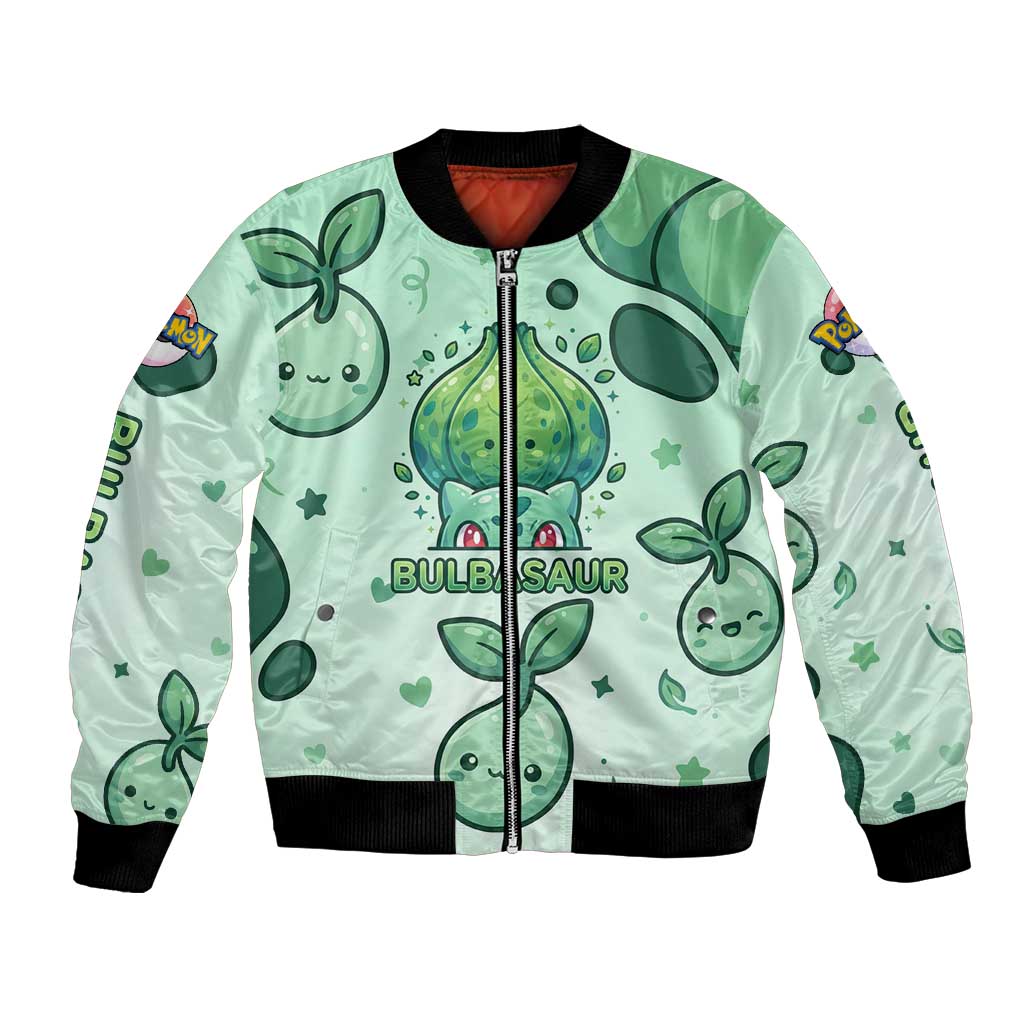 Bulbasaur Bomber Jacket Playful Leafy Sprout Art