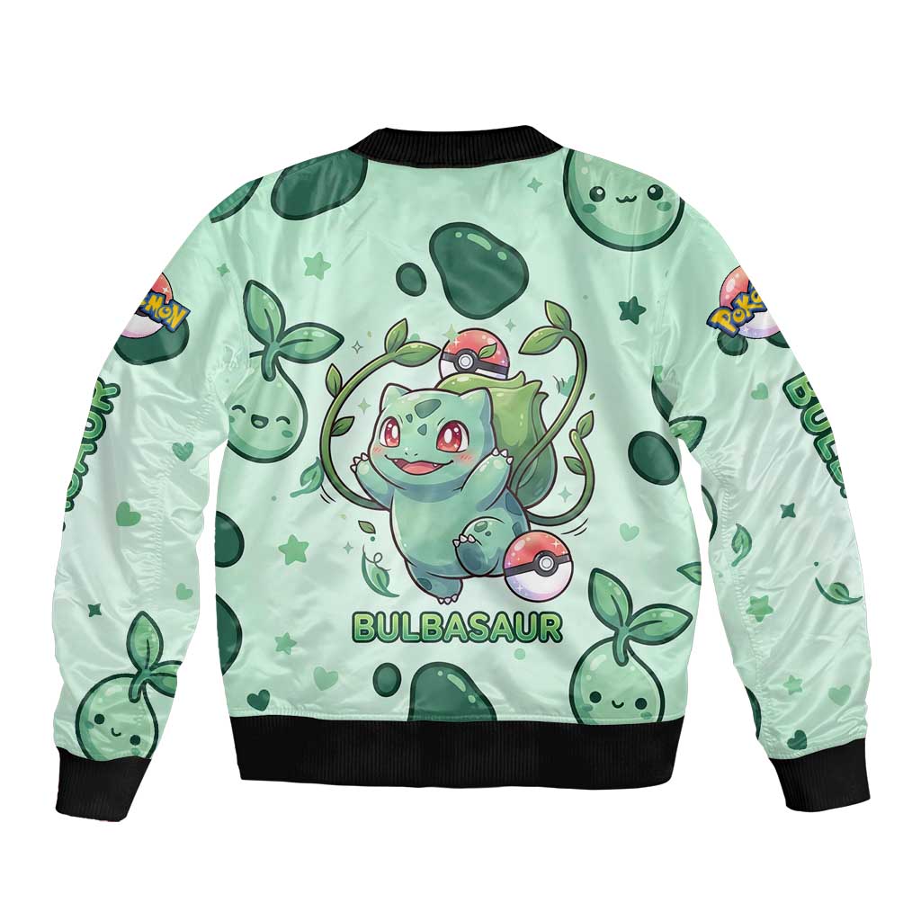 Bulbasaur Bomber Jacket Playful Leafy Sprout Art