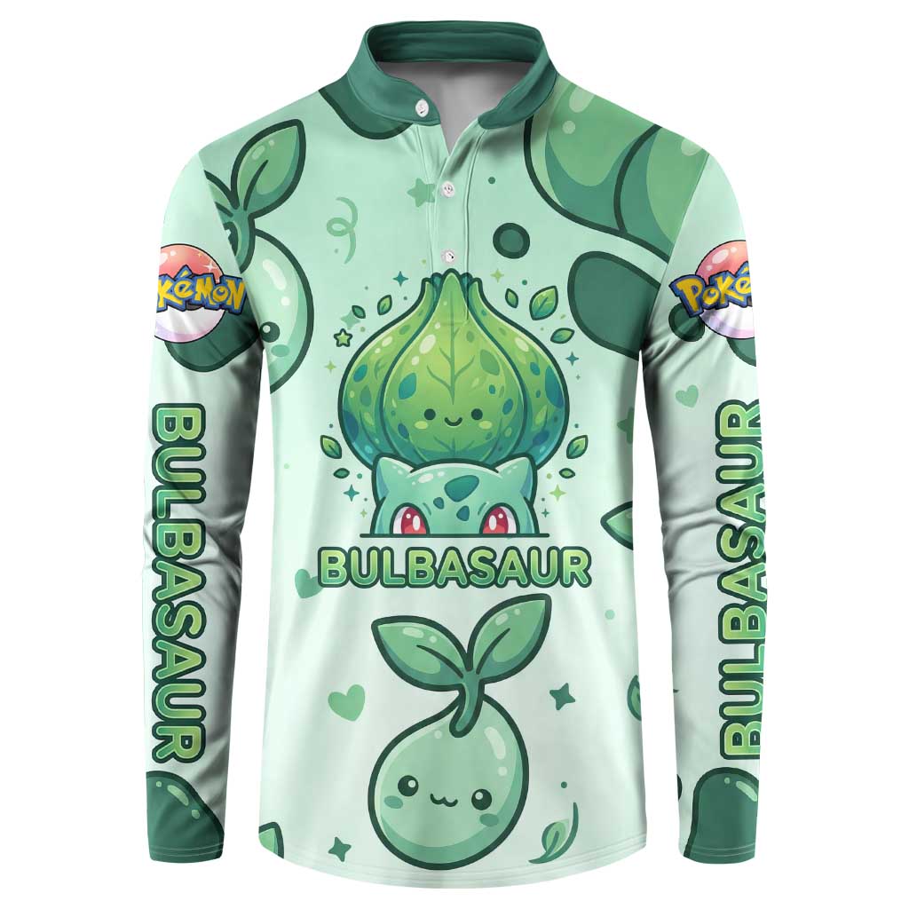 Bulbasaur Button Sweatshirt Playful Leafy Sprout Art
