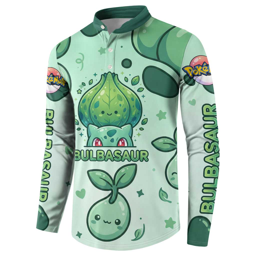 Bulbasaur Button Sweatshirt Playful Leafy Sprout Art