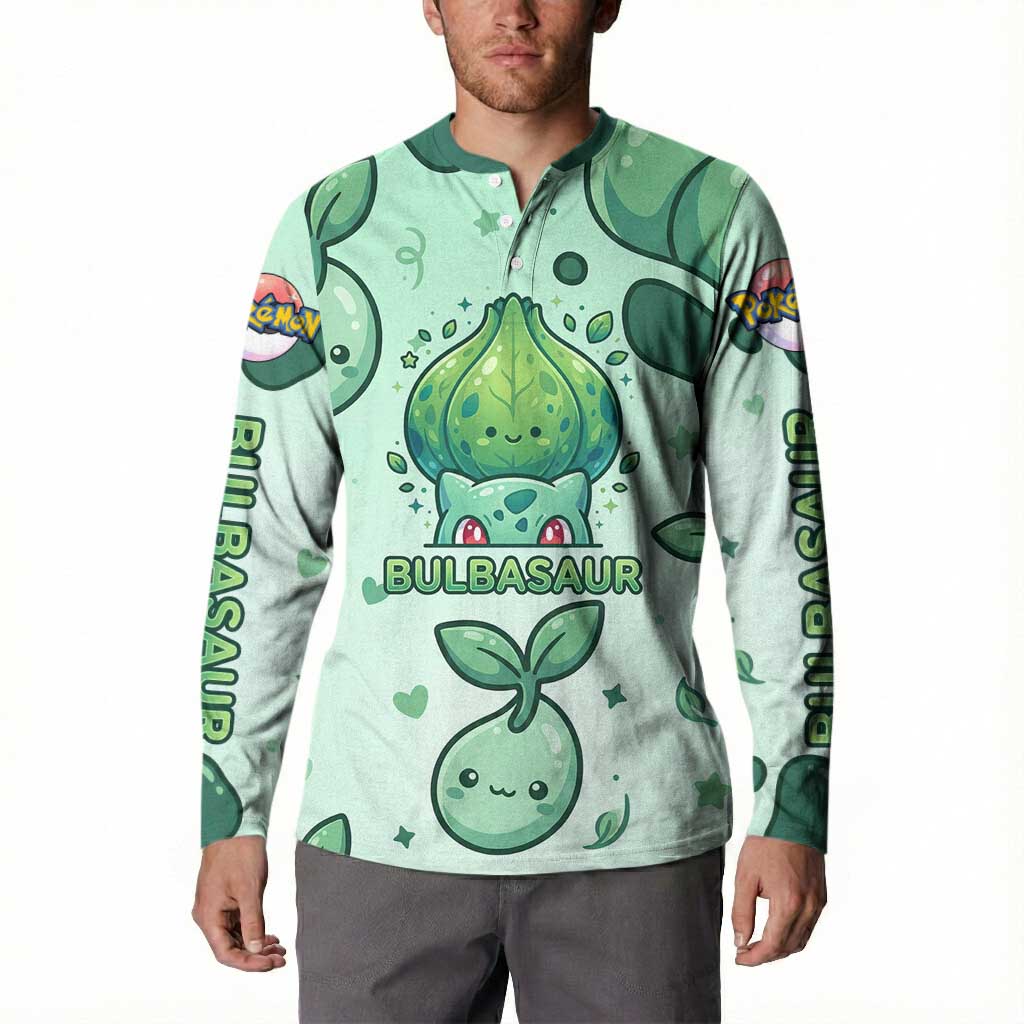 Bulbasaur Button Sweatshirt Playful Leafy Sprout Art