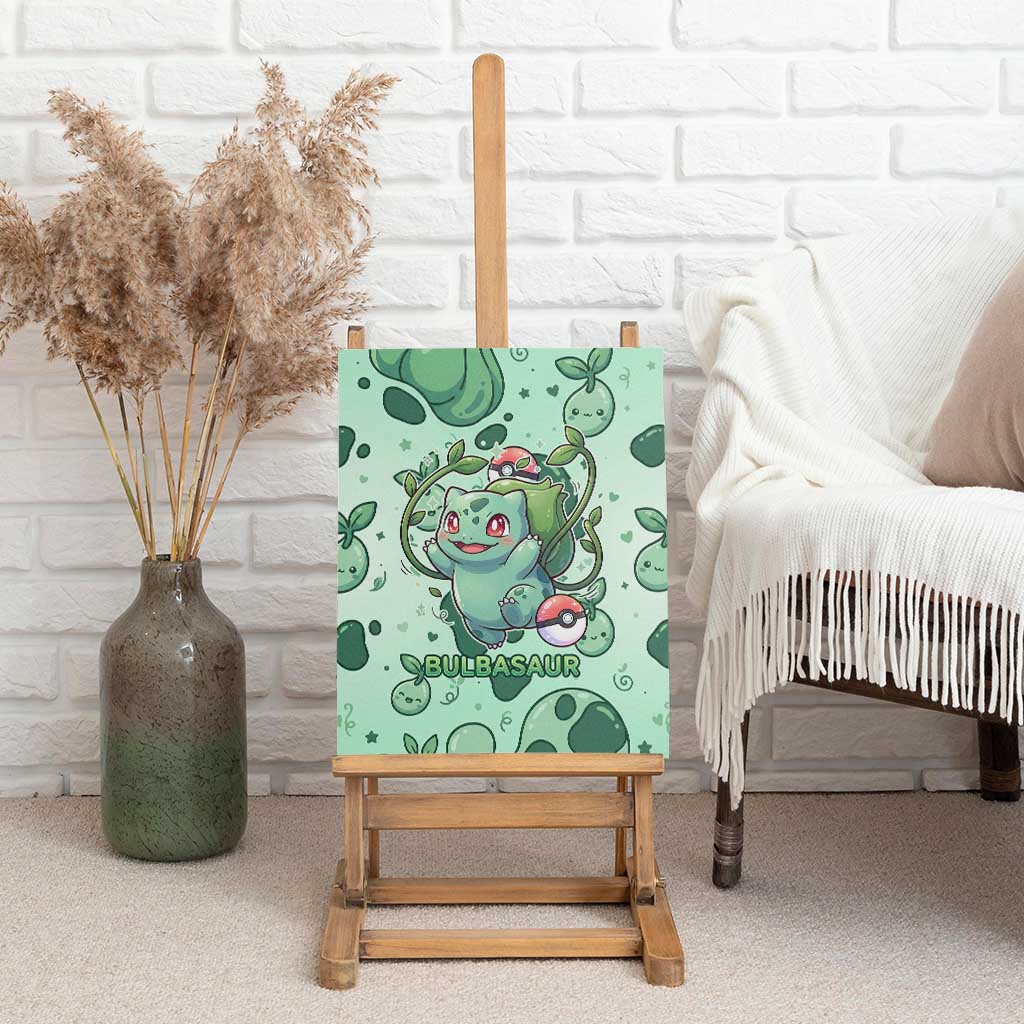 Bulbasaur Canvas Wall Art Playful Leafy Sprout Art