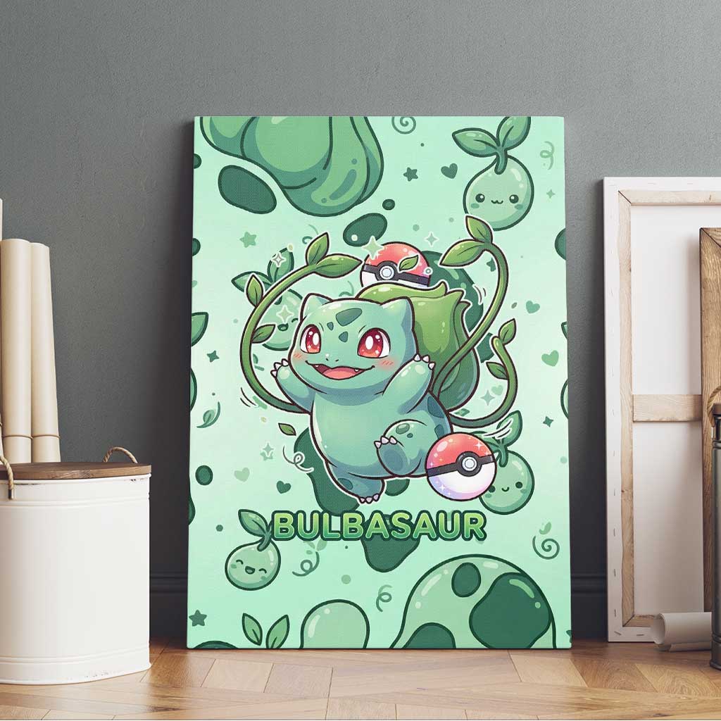 Bulbasaur Canvas Wall Art Playful Leafy Sprout Art