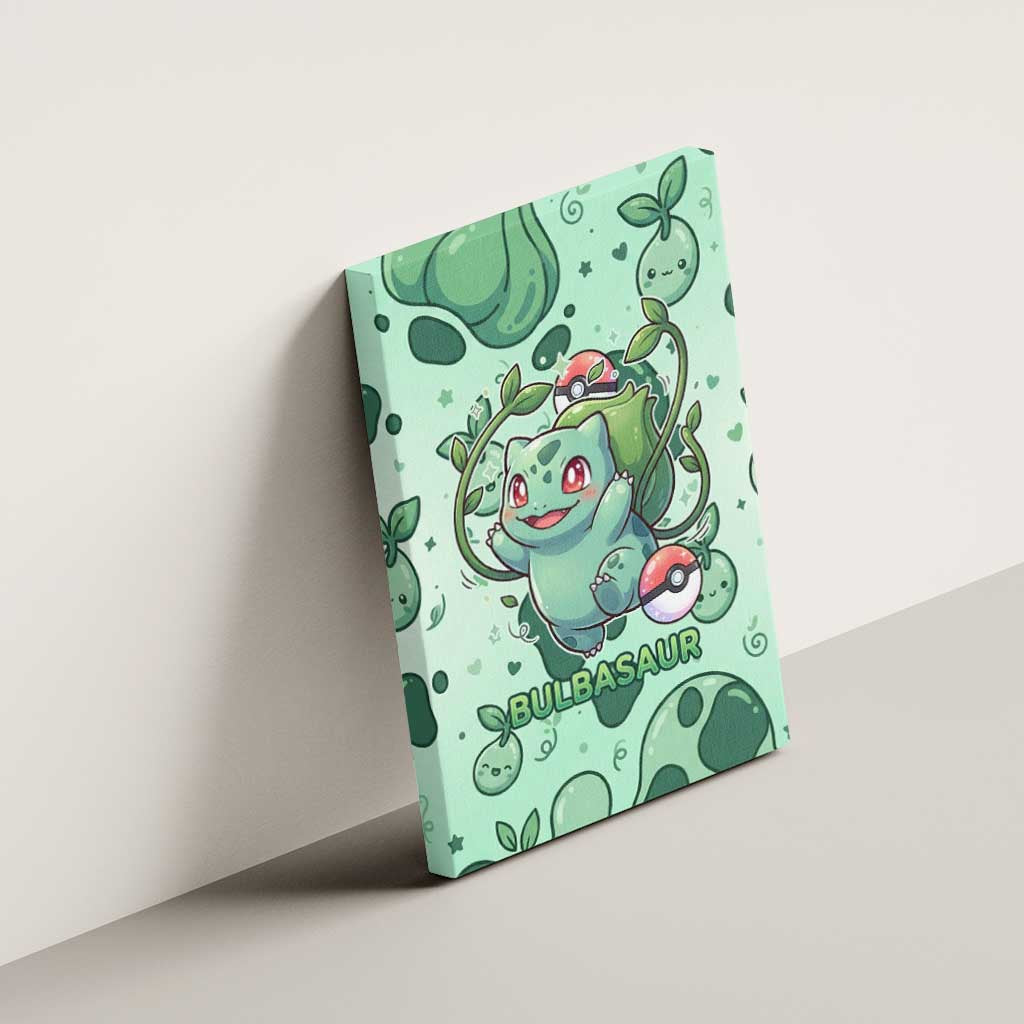 Bulbasaur Canvas Wall Art Playful Leafy Sprout Art