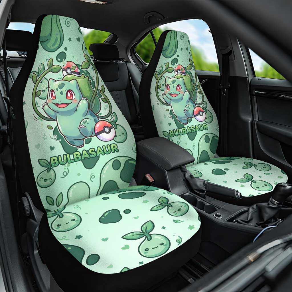 Bulbasaur Car Seat Cover Playful Leafy Sprout Art