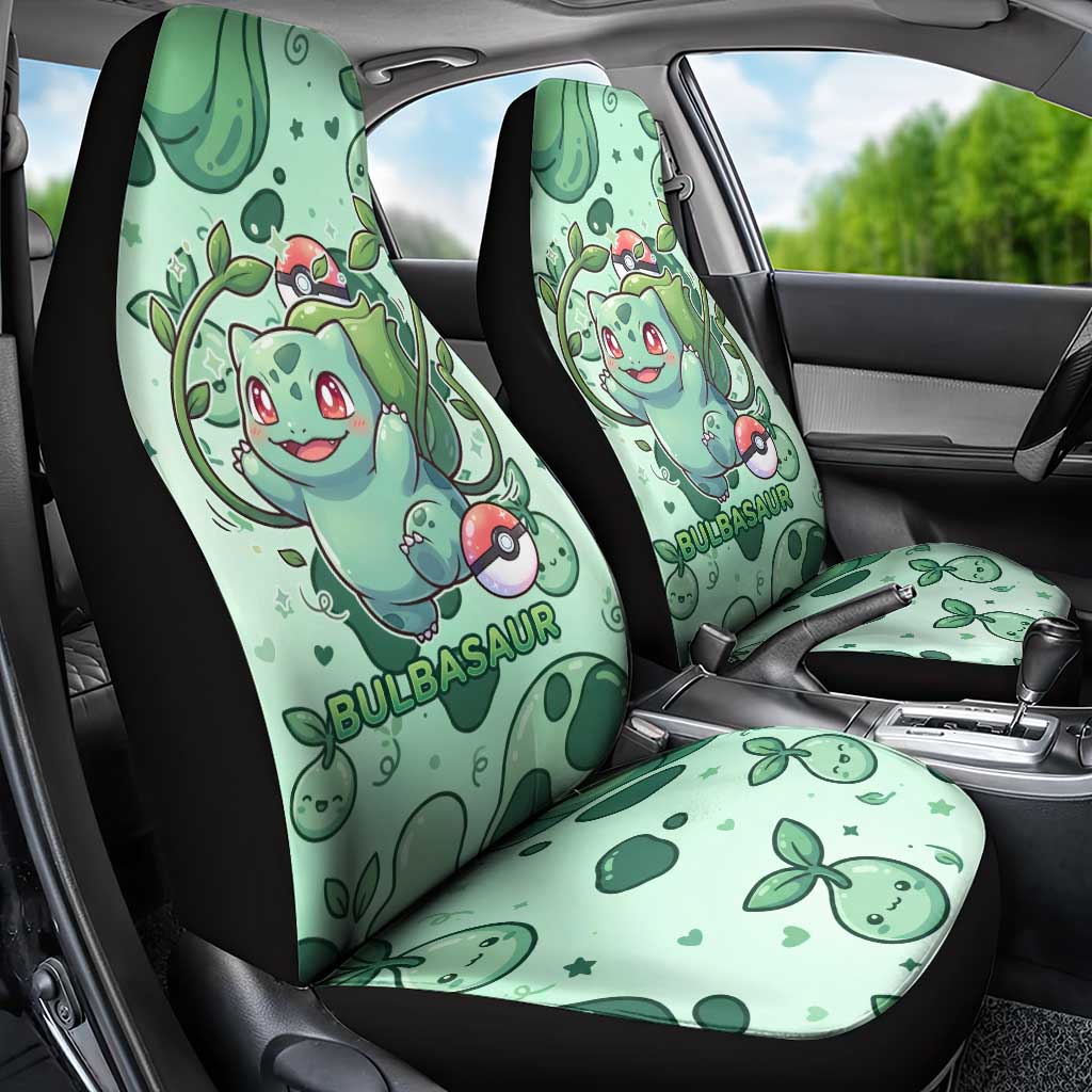 Bulbasaur Car Seat Cover Playful Leafy Sprout Art
