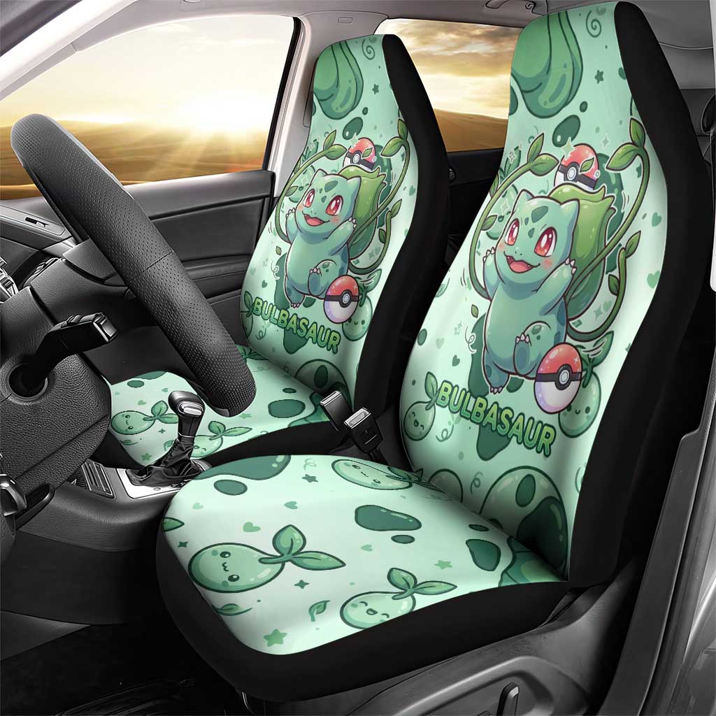 Bulbasaur Car Seat Cover Playful Leafy Sprout Art