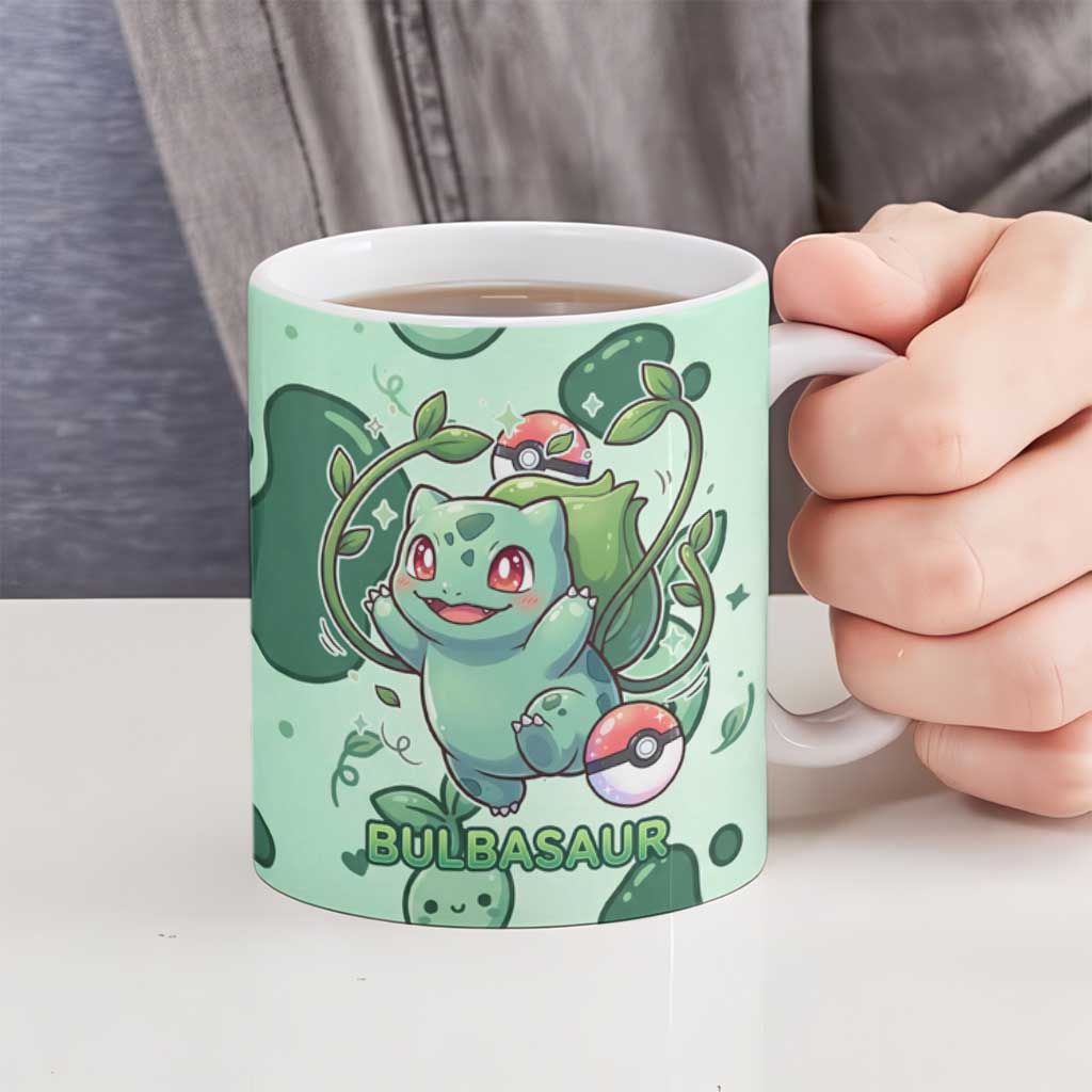 Bulbasaur Ceramic Mug Playful Leafy Sprout Art