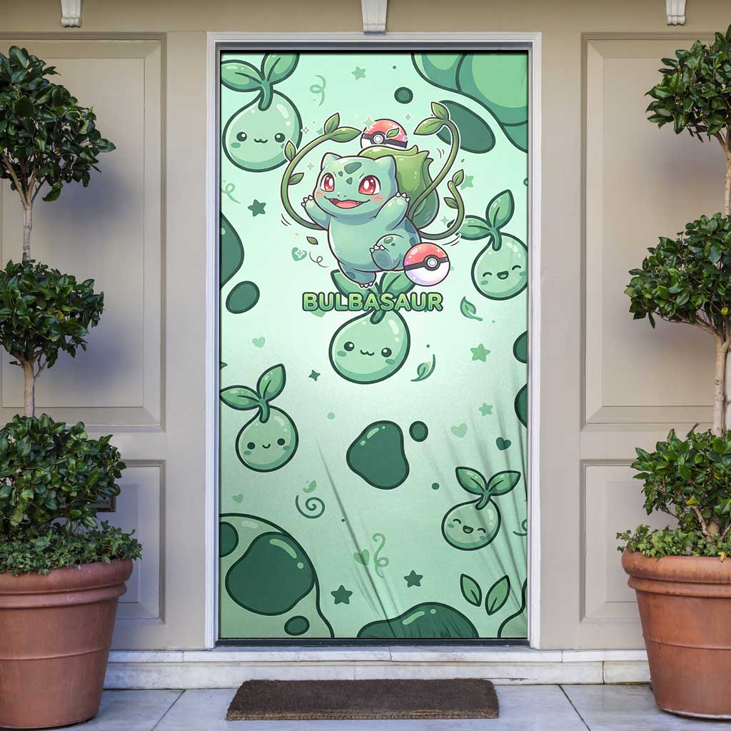 Bulbasaur Door Cover Playful Leafy Sprout Art