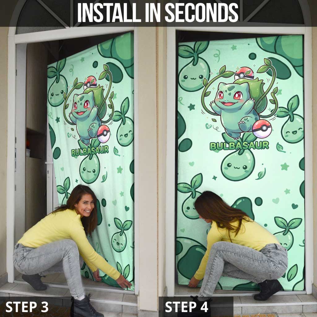Bulbasaur Door Cover Playful Leafy Sprout Art