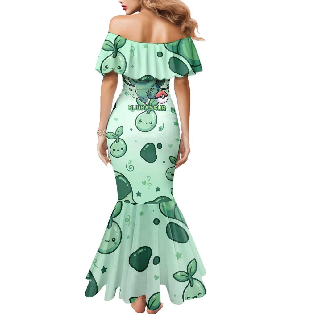 Bulbasaur Family Matching Mermaid Dress and Hawaiian Shirt Playful Leafy Sprout Art