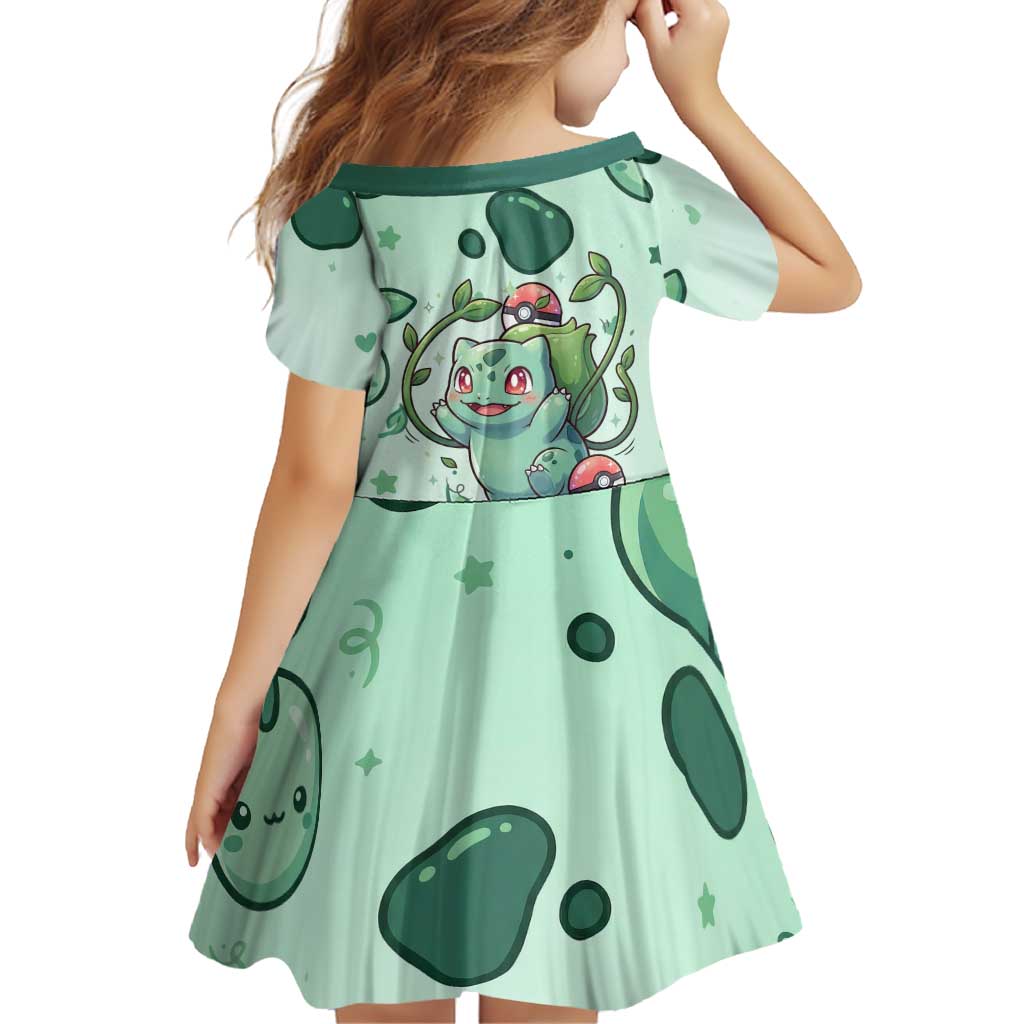 Bulbasaur Family Matching Off Shoulder Maxi Dress and Hawaiian Shirt Playful Leafy Sprout Art