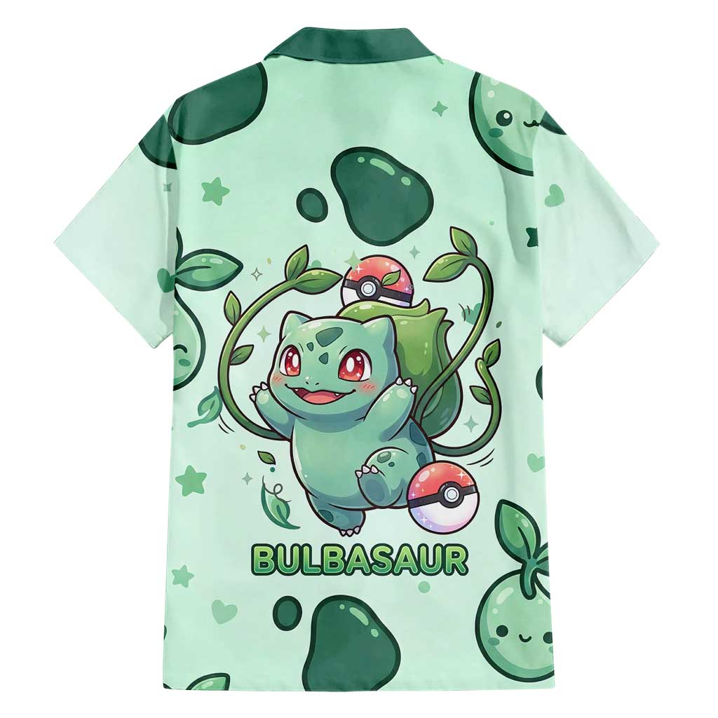 Bulbasaur Family Matching Off Shoulder Maxi Dress and Hawaiian Shirt Playful Leafy Sprout Art
