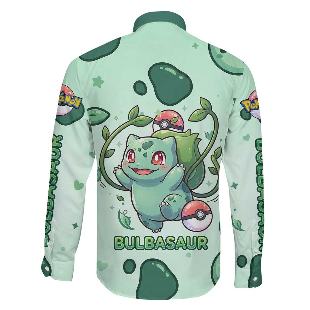 Bulbasaur Family Matching Short Sleeve Bodycon Dress and Hawaiian Shirt Playful Leafy Sprout Art