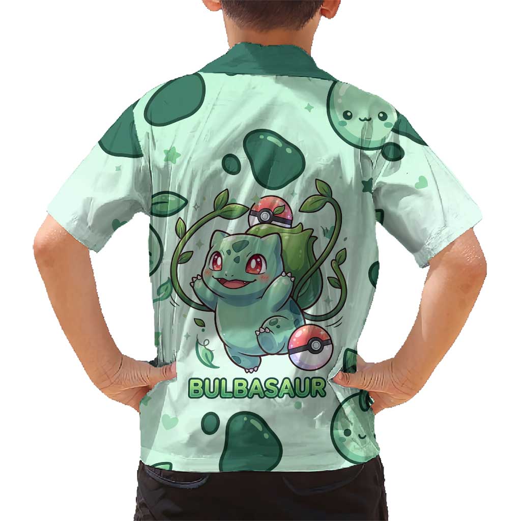 Bulbasaur Family Matching Tank Maxi Dress and Hawaiian Shirt Playful Leafy Sprout Art