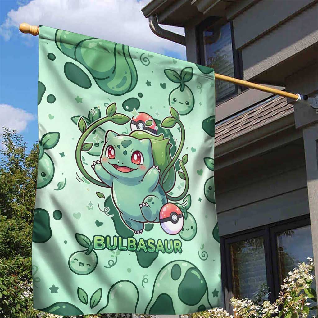 Bulbasaur Garden Flag Playful Leafy Sprout Art