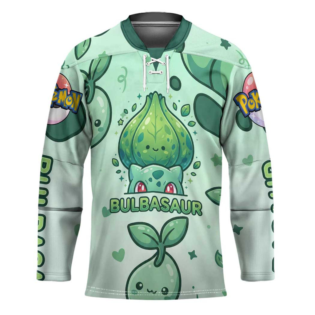 Bulbasaur Hockey Jersey Playful Leafy Sprout Art