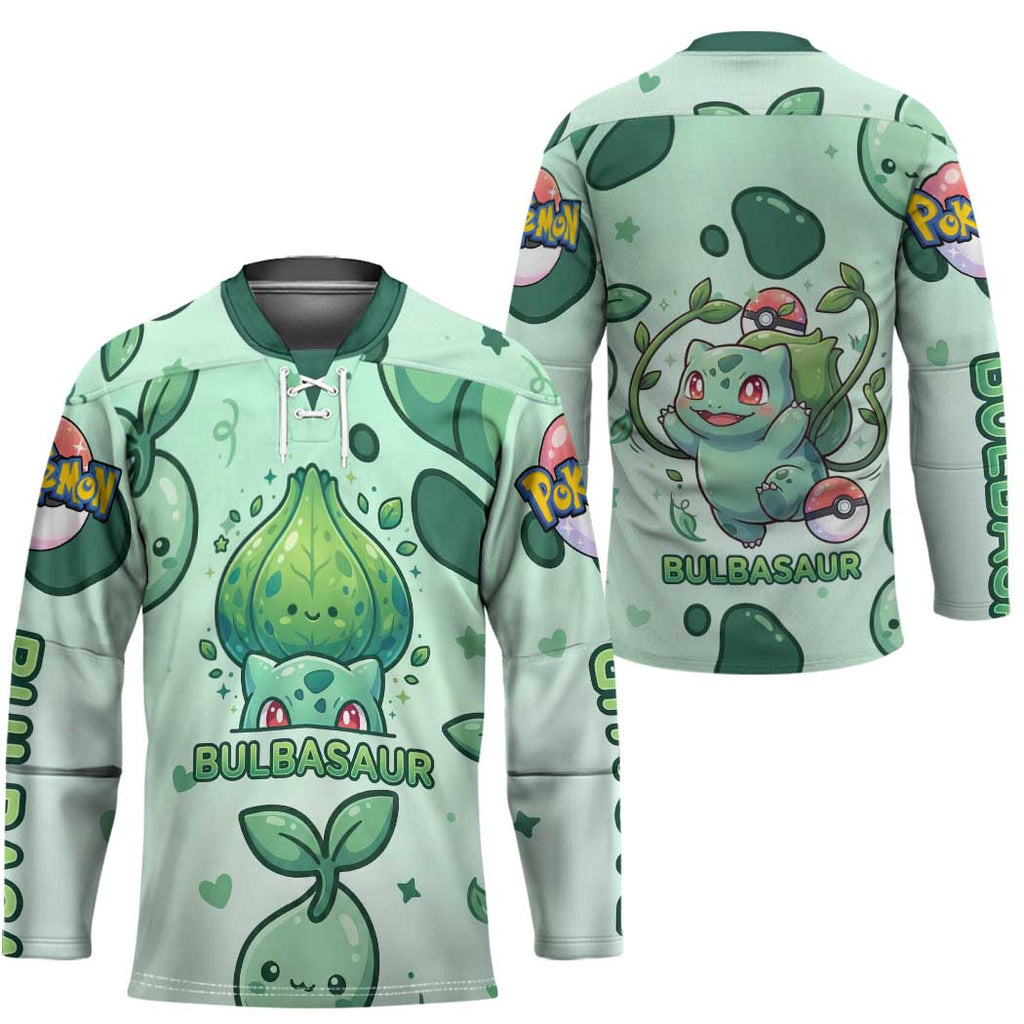 Bulbasaur Hockey Jersey Playful Leafy Sprout Art