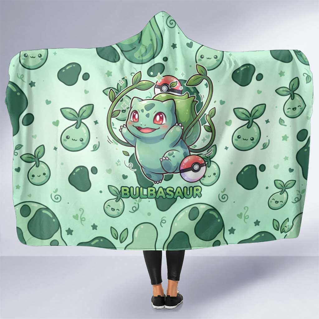 Bulbasaur Hooded Blanket Playful Leafy Sprout Art