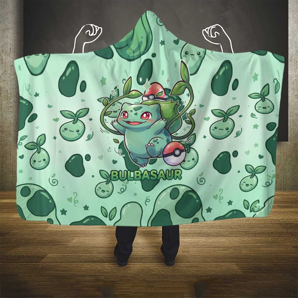 Bulbasaur Hooded Blanket Playful Leafy Sprout Art