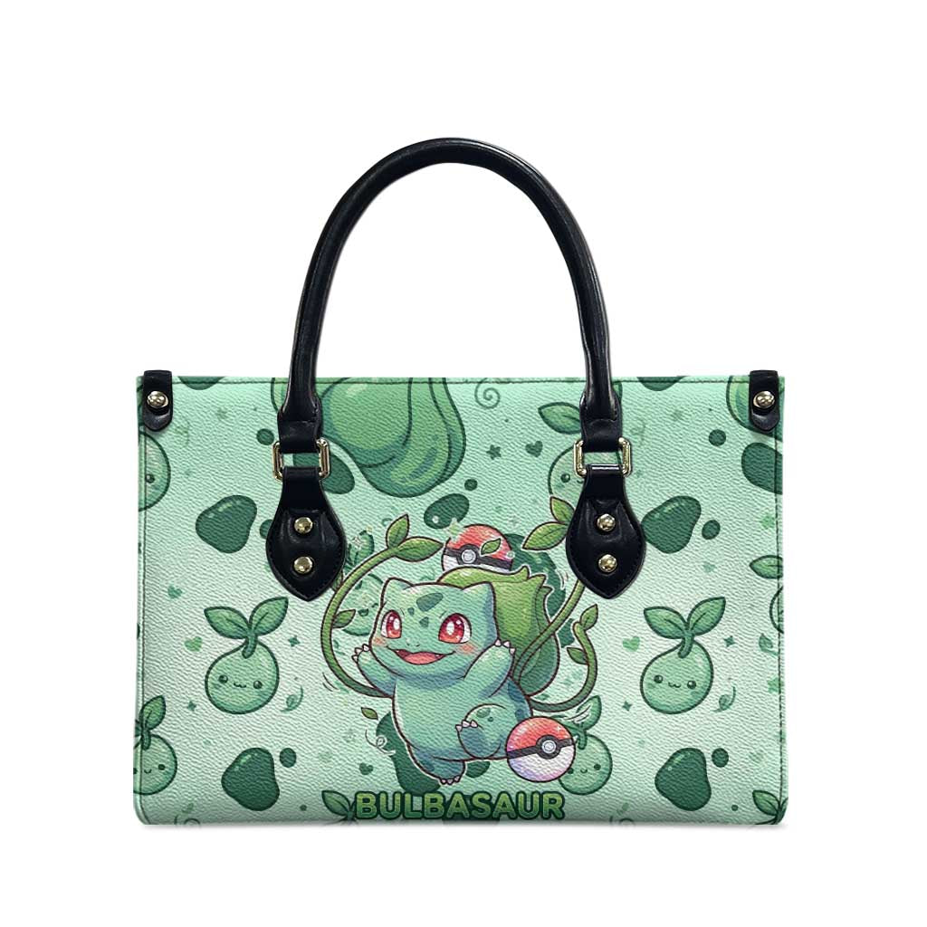 Bulbasaur Leather Bag Playful Leafy Sprout Art