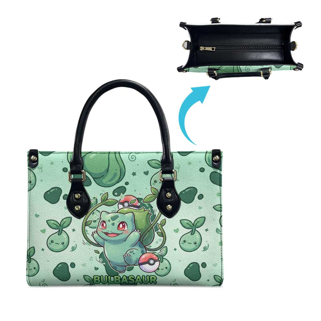 Bulbasaur Leather Bag Playful Leafy Sprout Art