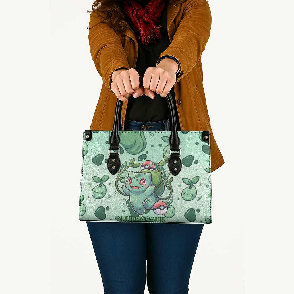 Bulbasaur Leather Bag Playful Leafy Sprout Art