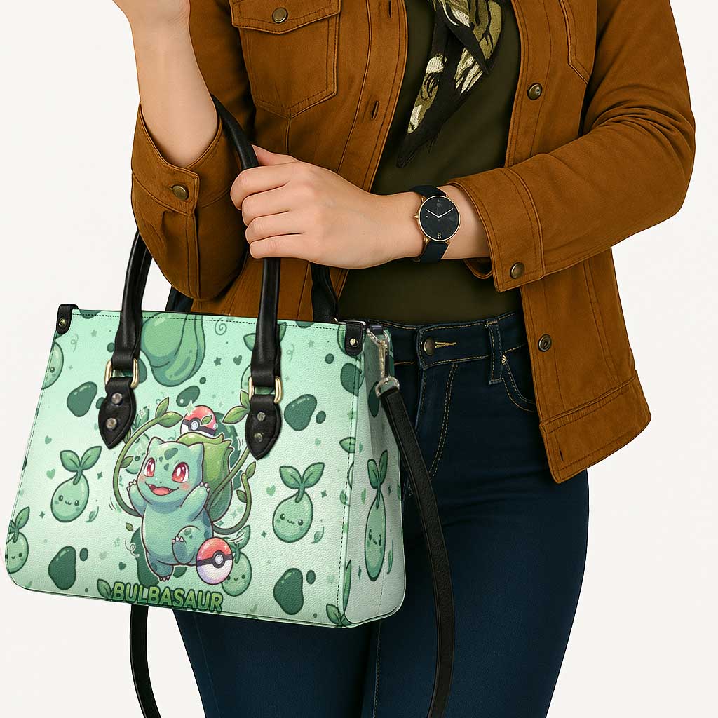 Bulbasaur Leather Bag Playful Leafy Sprout Art