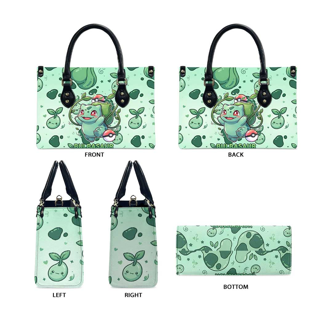 Bulbasaur Leather Bag Playful Leafy Sprout Art