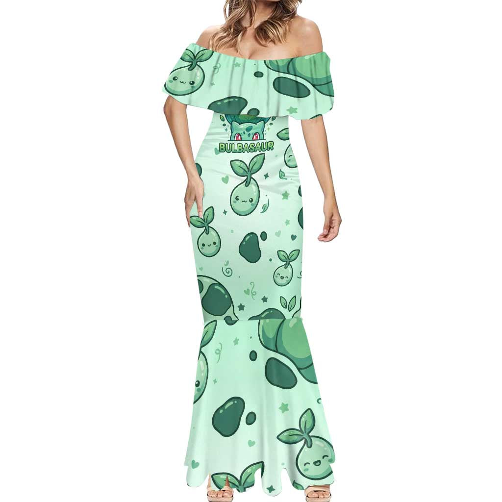 Bulbasaur Mermaid Dress Playful Leafy Sprout Art