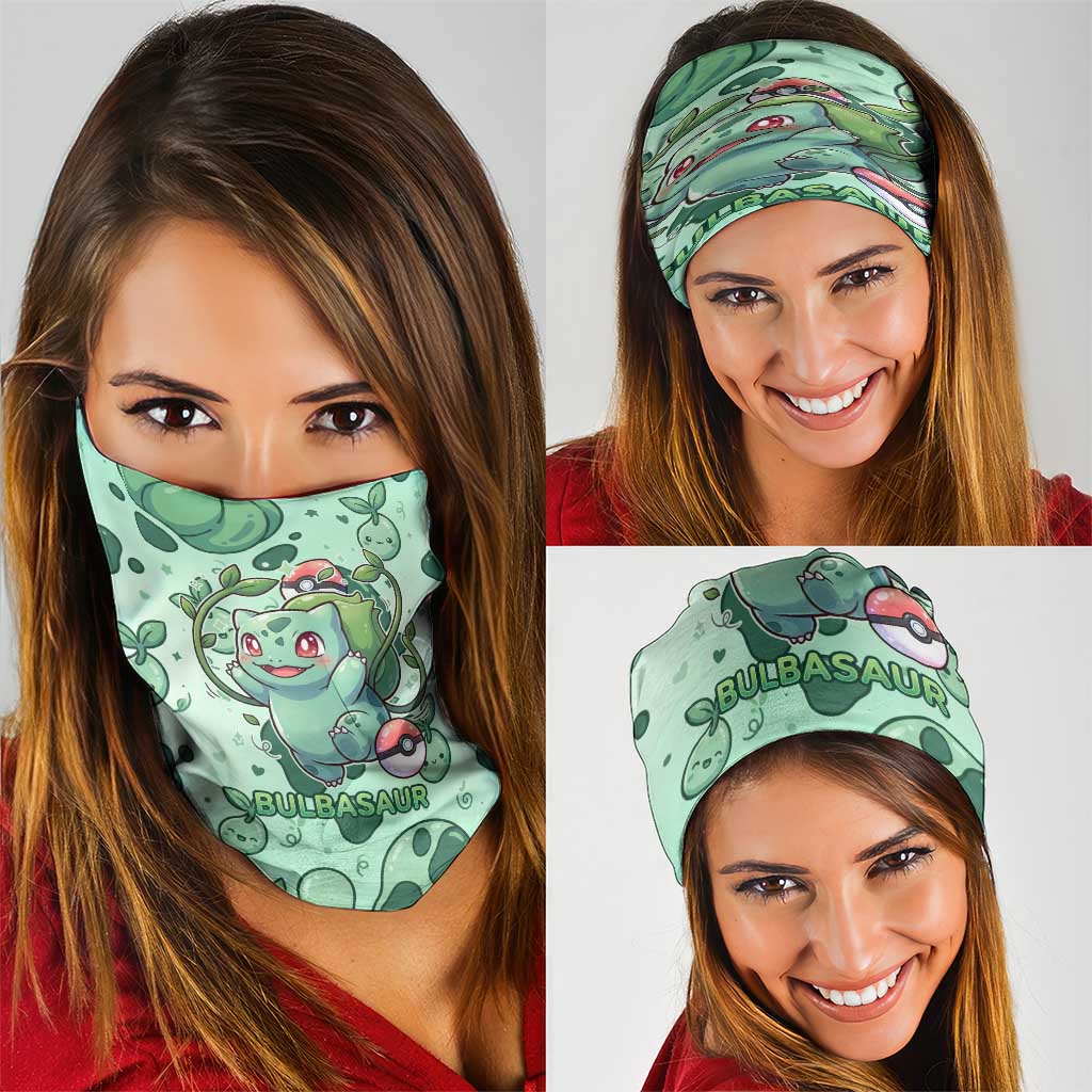 Bulbasaur Neck Gaiter Playful Leafy Sprout Art
