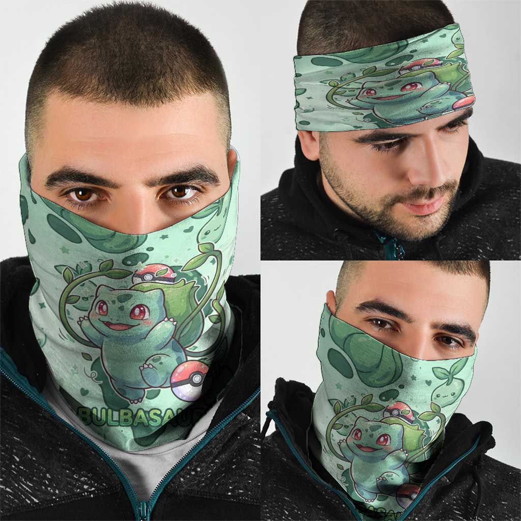 Bulbasaur Neck Gaiter Playful Leafy Sprout Art
