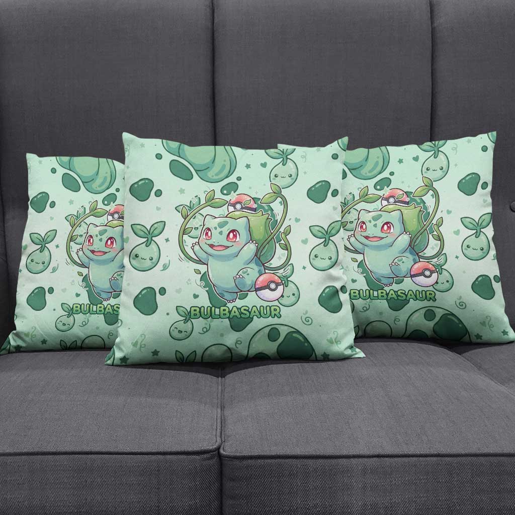 Bulbasaur Pillow Cover Playful Leafy Sprout Art