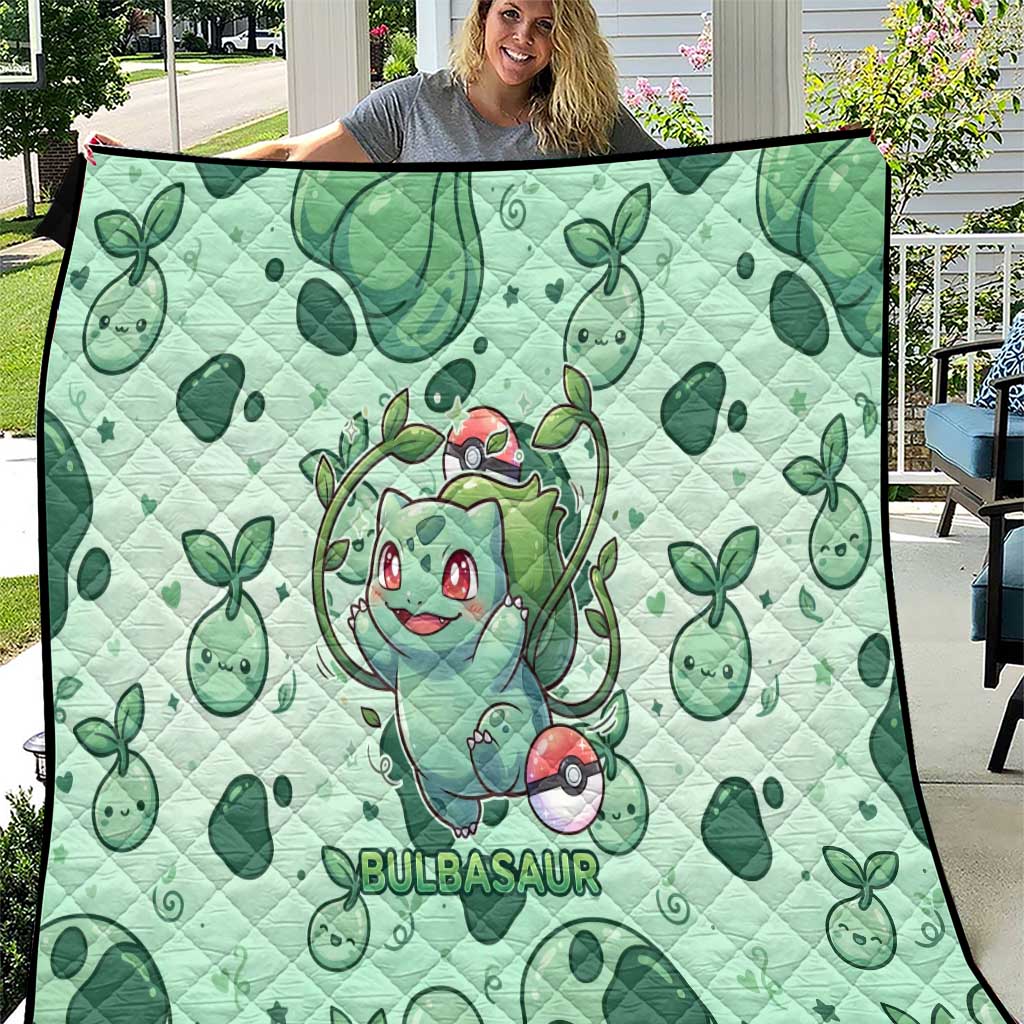 Bulbasaur Quilt Playful Leafy Sprout Art