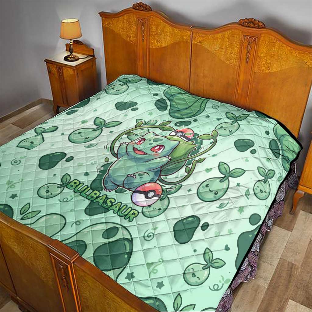 Bulbasaur Quilt Playful Leafy Sprout Art