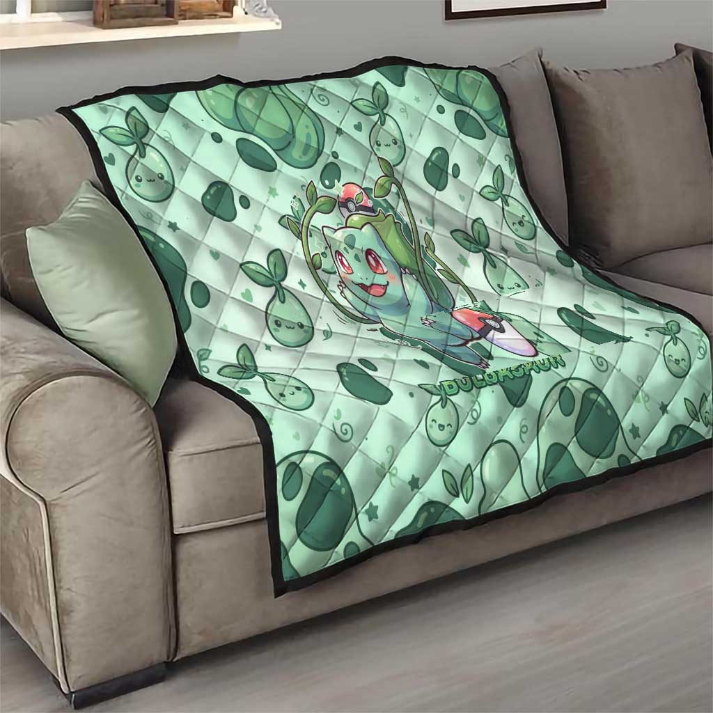 Bulbasaur Quilt Playful Leafy Sprout Art