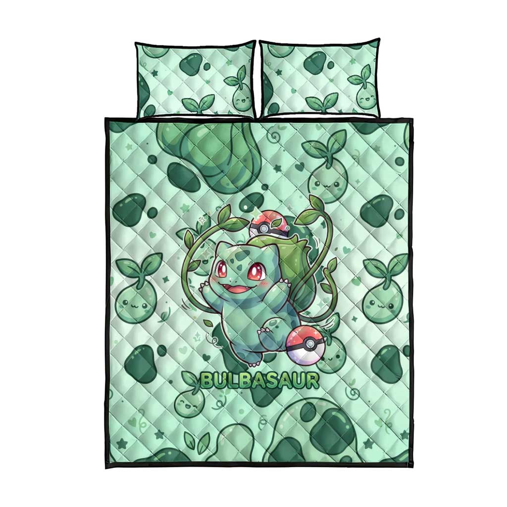 Bulbasaur Quilt Bed Set Playful Leafy Sprout Art