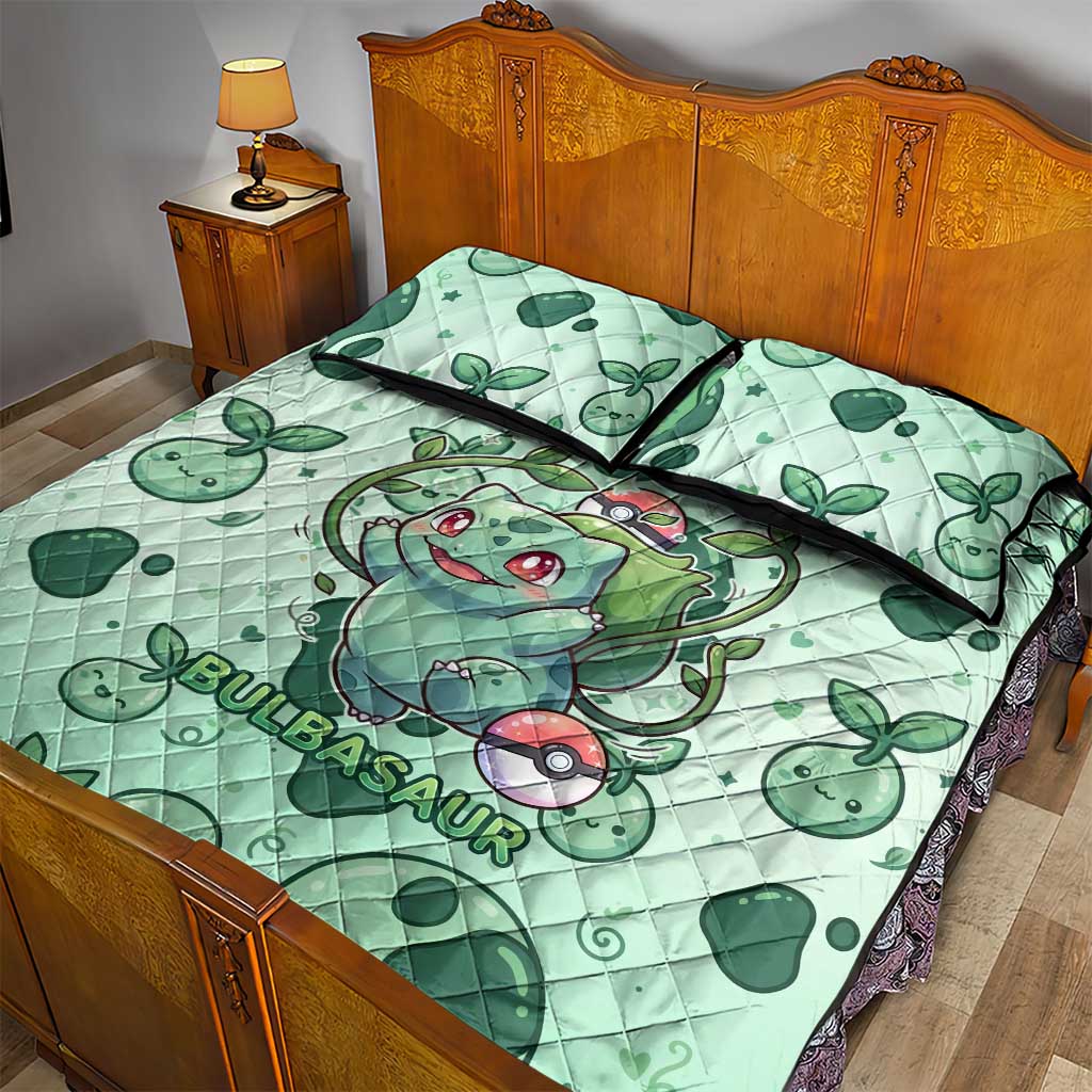 Bulbasaur Quilt Bed Set Playful Leafy Sprout Art